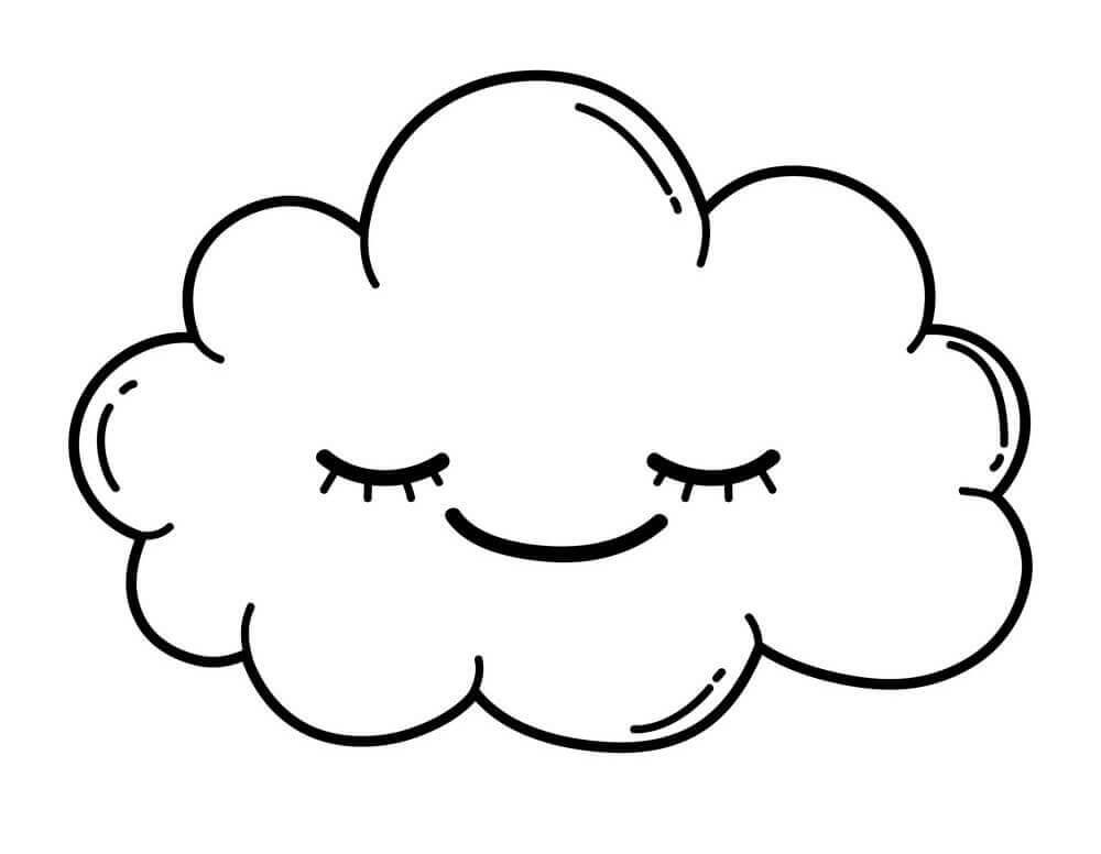 Nube sonriente para colorear imprimir e dibujar â