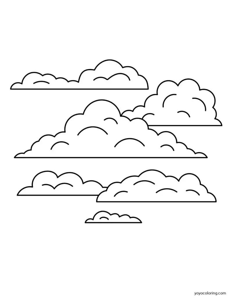 Dibujos de nubes para colorear á plantilla de pintura imprimible