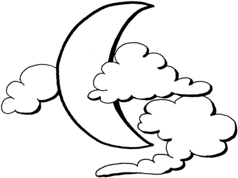 Dibujo de luna y nubes para colorear dibujos para colorear imprimir gratis