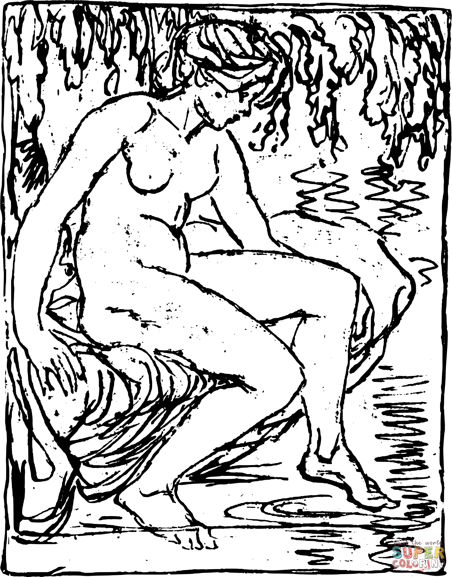 Vintage nude woman art coloring page free printable coloring pages