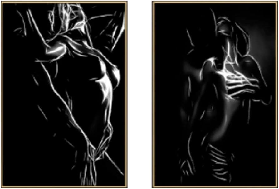 Zhengchen black white nude uple lover canvas painting sexy body women man wall art prints poster print picture living room home der xcmâxâx framed home kitchen