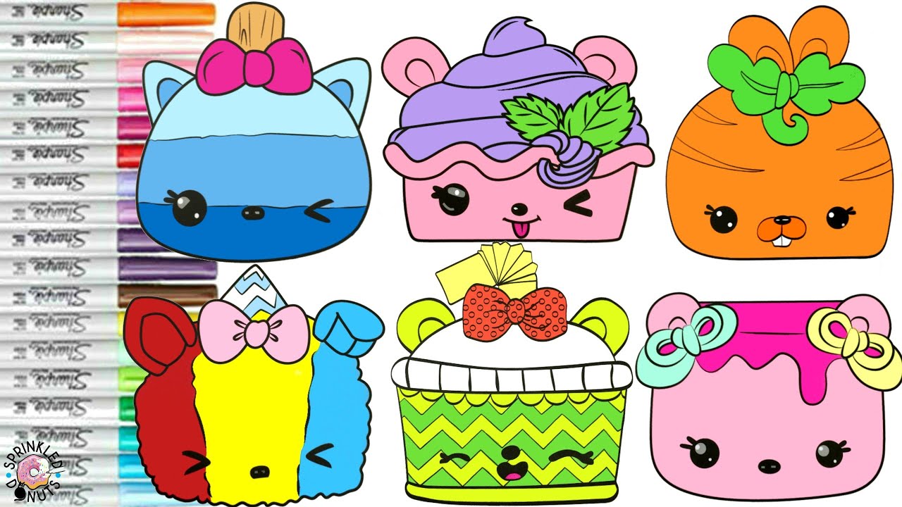 Num noms coloring book page pilation lemony cola berry froyo blue razz pop strawberry mallow