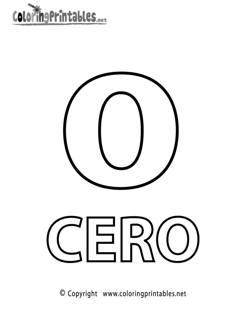 Spanish number zero coloring page