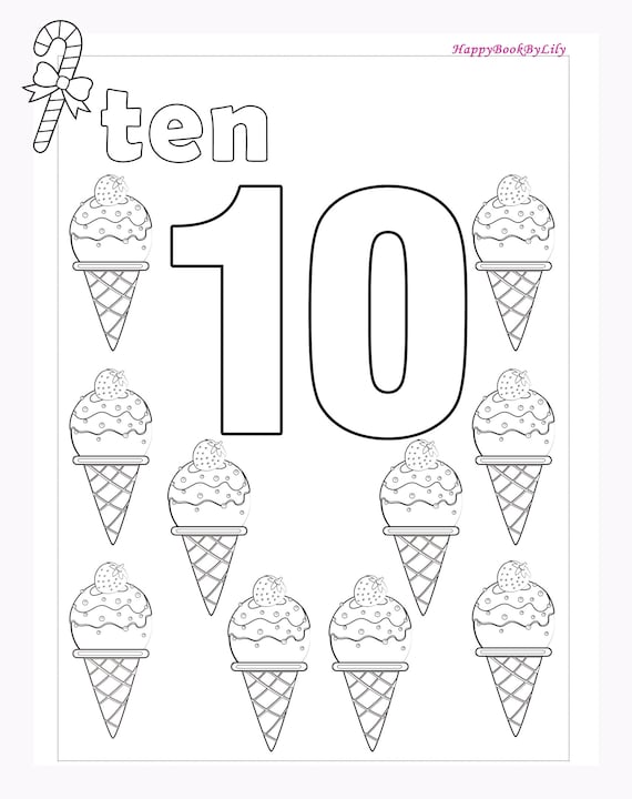 Sweet numbers printable coloring pages numbers