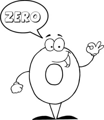 Number says zero coloring page free printable coloring pages