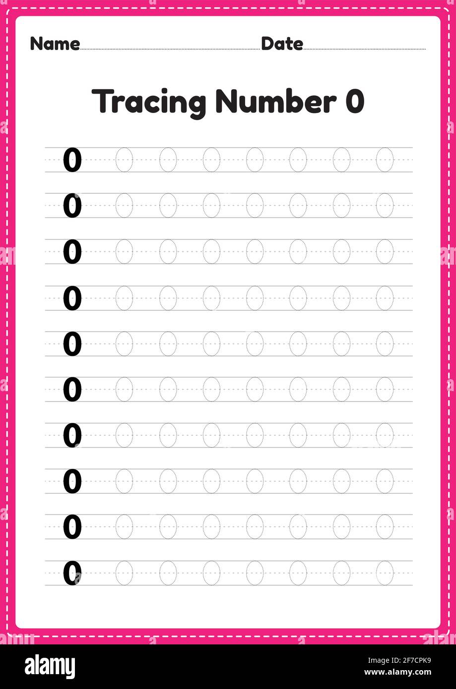 Tracing number worksheet for kindergarten and preschool kids for educational handwriting practice in a printable page stock vector image art