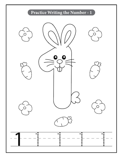 Premium vector rabbit number coloring pages for toddlers