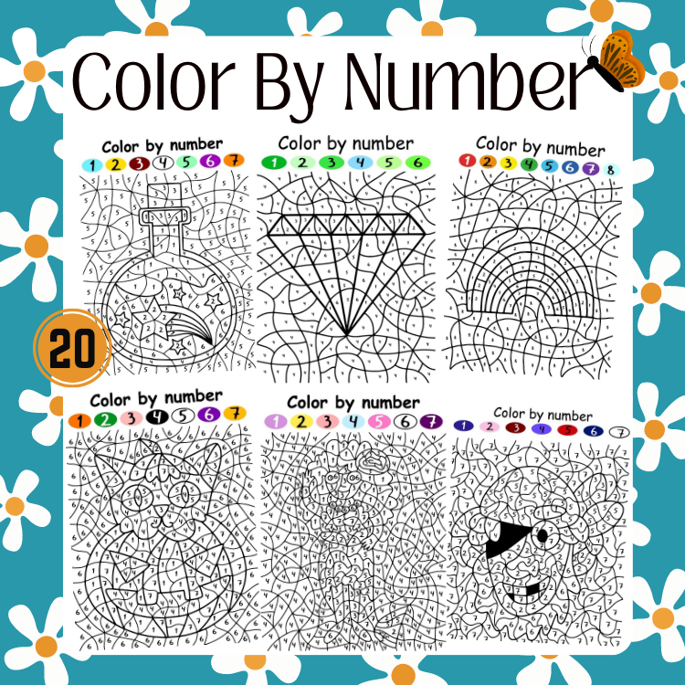 Fall coloring pages color by number numbers