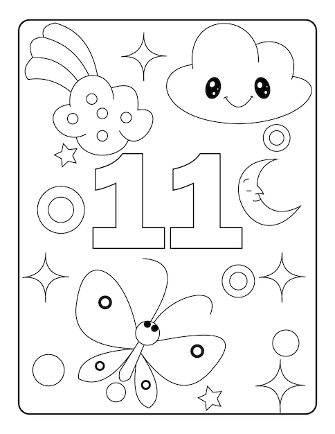 Premium vector unicorn number coloring page