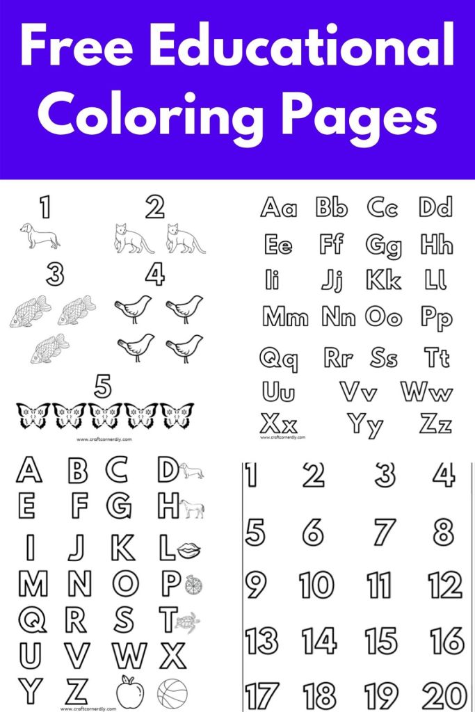Free alphabet and number educational coloring pages craft corner diy