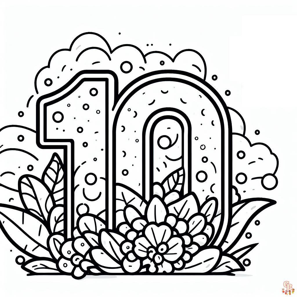 Printable number coloring pages free for kids and adults