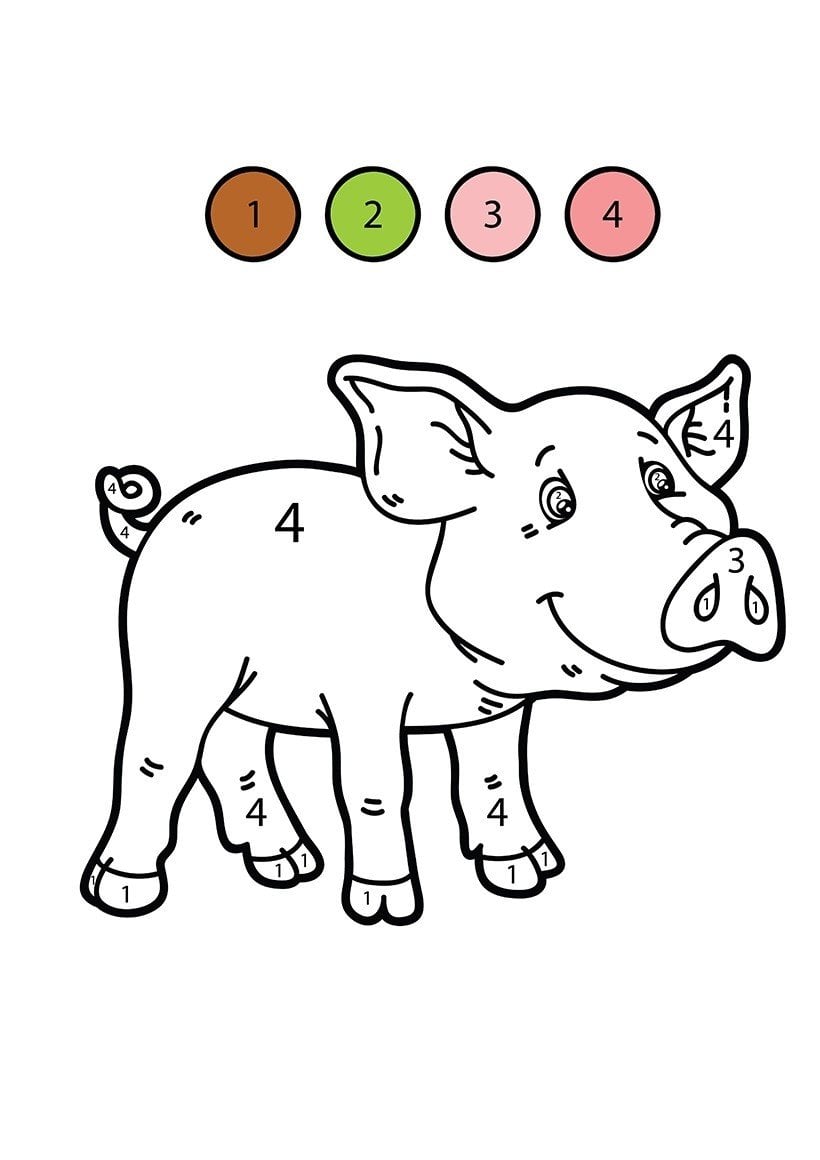 Free printable color by number coloring pages for preschool kids