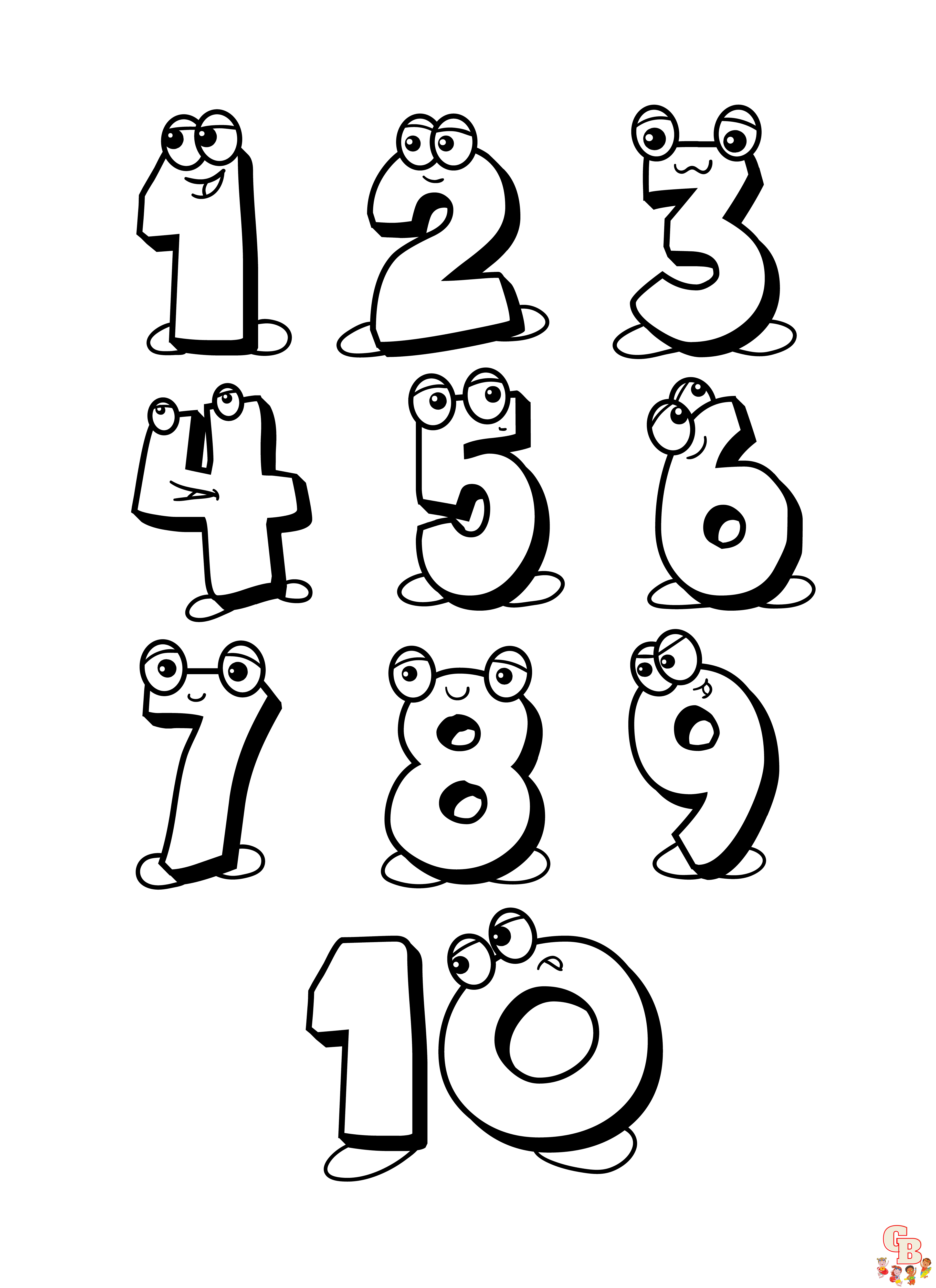 Printable number coloring pages free for kids and adults