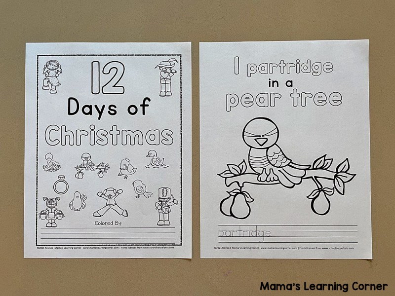 Days of christmas coloring pages