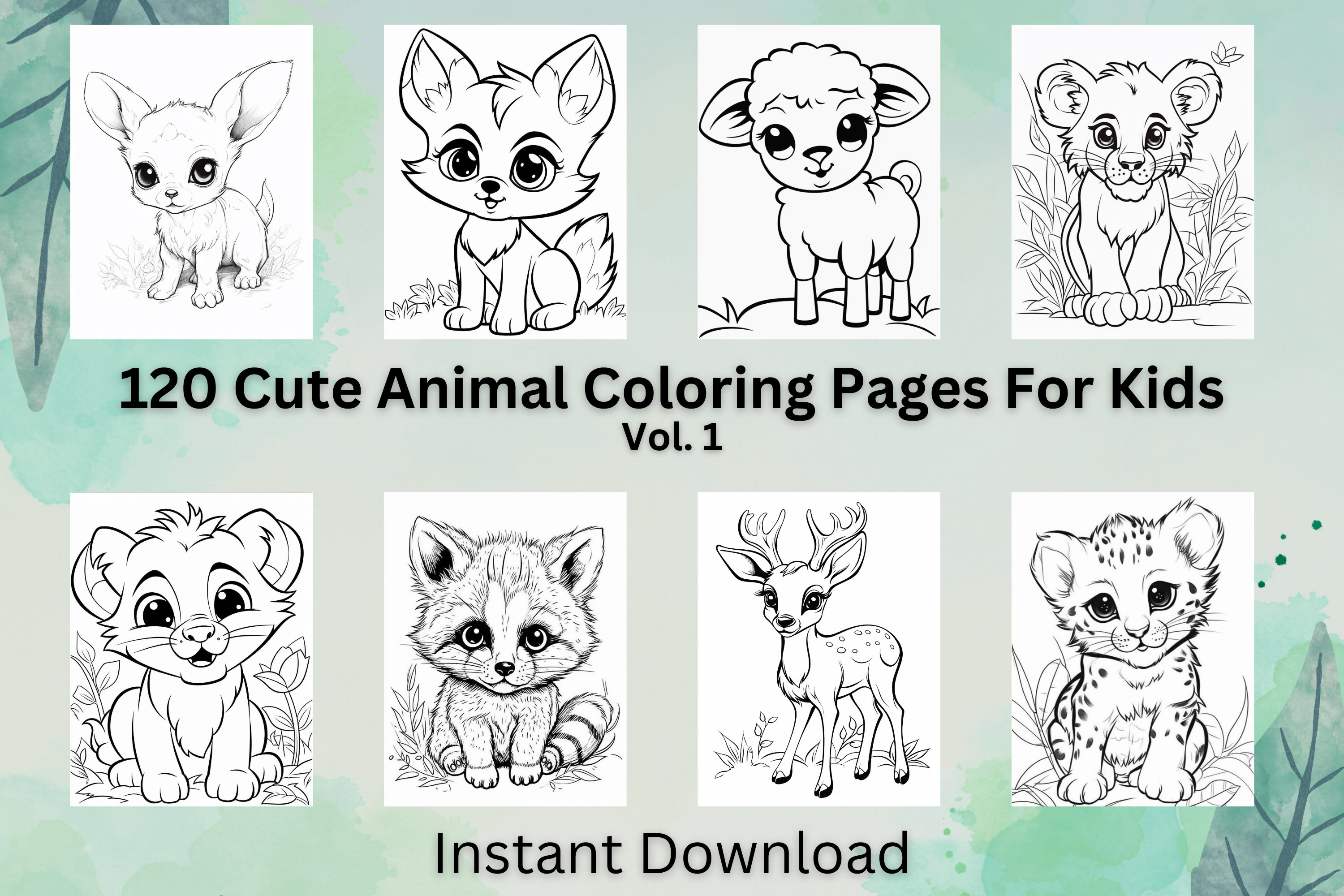 Cute animal coloring pages for kids vol cute animal coloring pages for kids kids coloring pages digital download printable