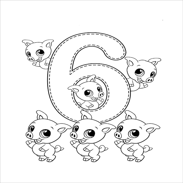 Premium vector number coloring page for kidnumber