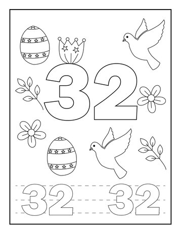 Premium vector number coloring pages for kidseaster designs flower birds and so on