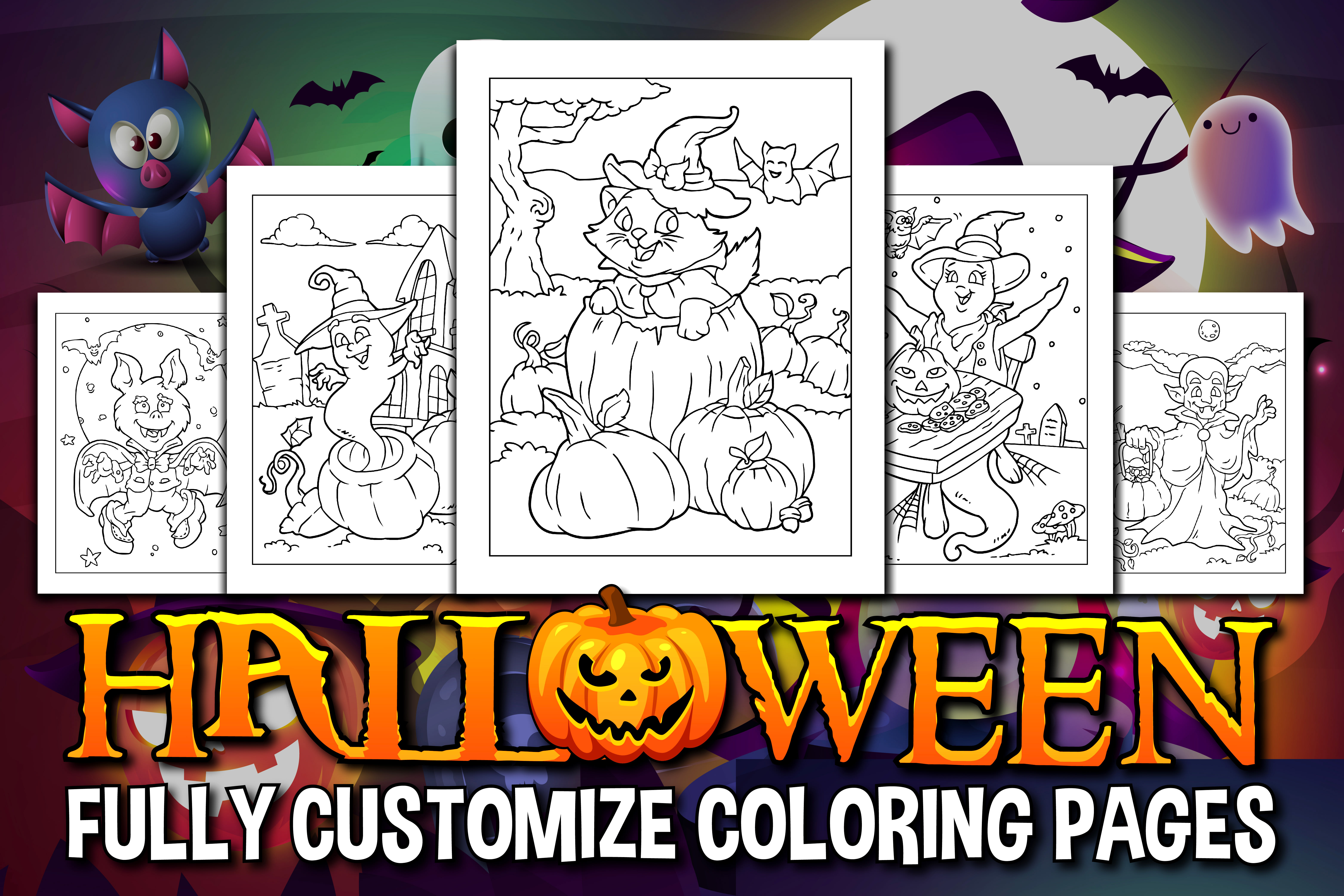 Give you halloween coloring pages for toddler children kids by digantabanik