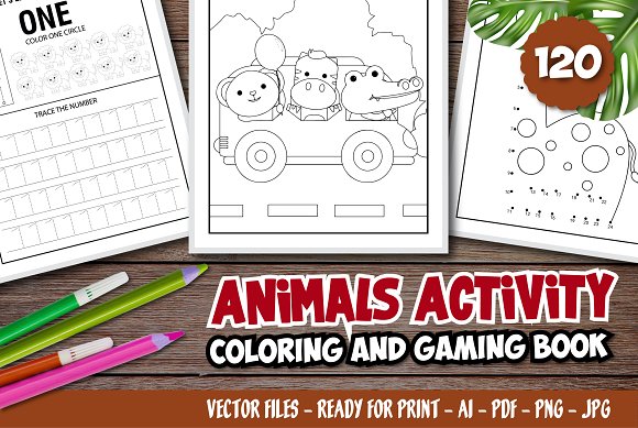 Vector animals activity coloring animal illustrations creative market