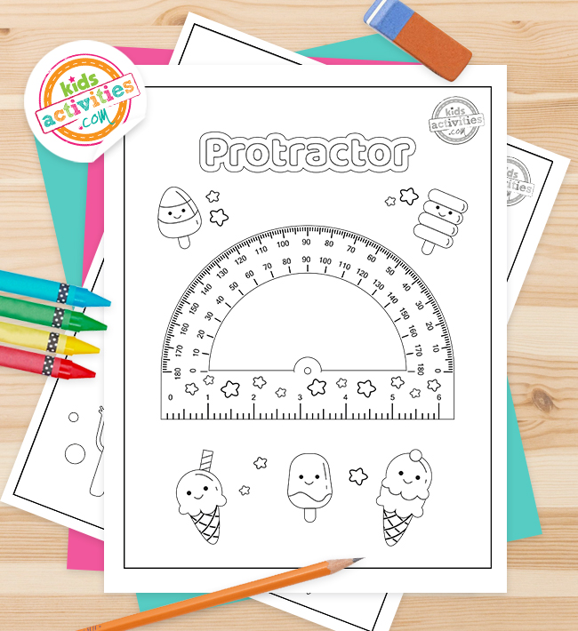 Printable protractor coloring pages for kids kids activities blog