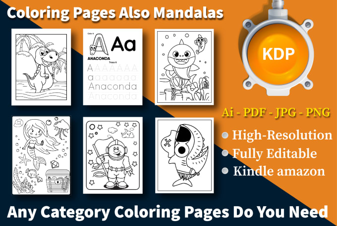 Design kids activity coloring page for kdp for adults by rony