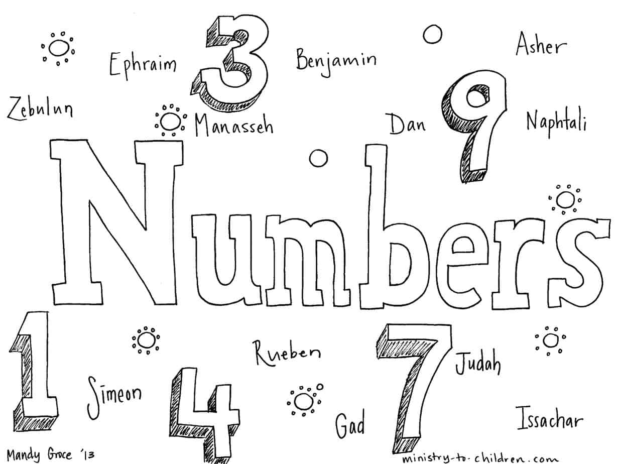 Book of numbers bible coloring page for children