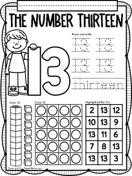 Teen numbers number no prep printables for kindergarten tpt