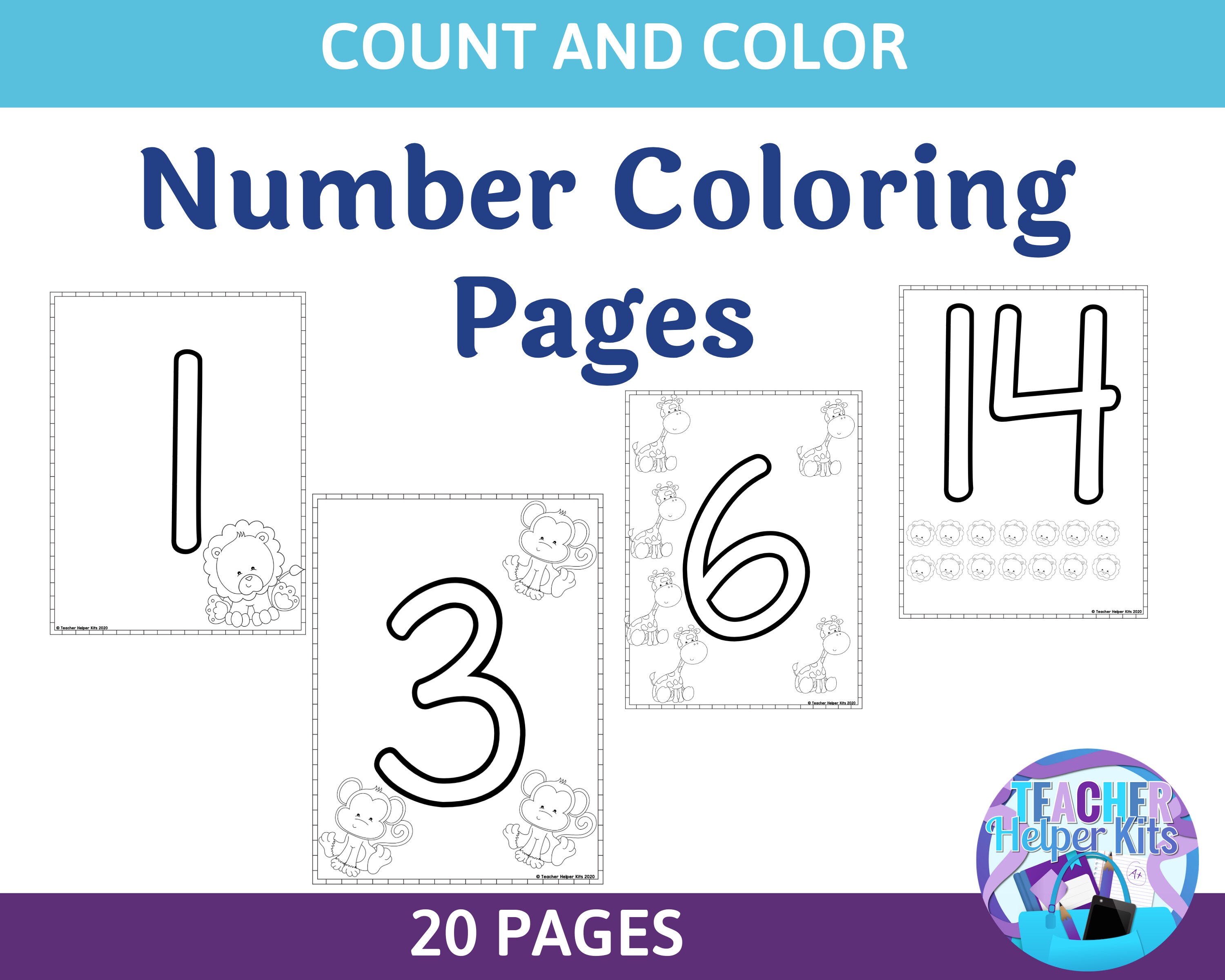 Number coloring book worksheets