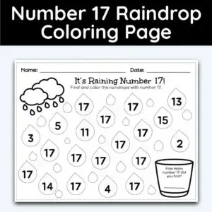 Number raindrop coloring page