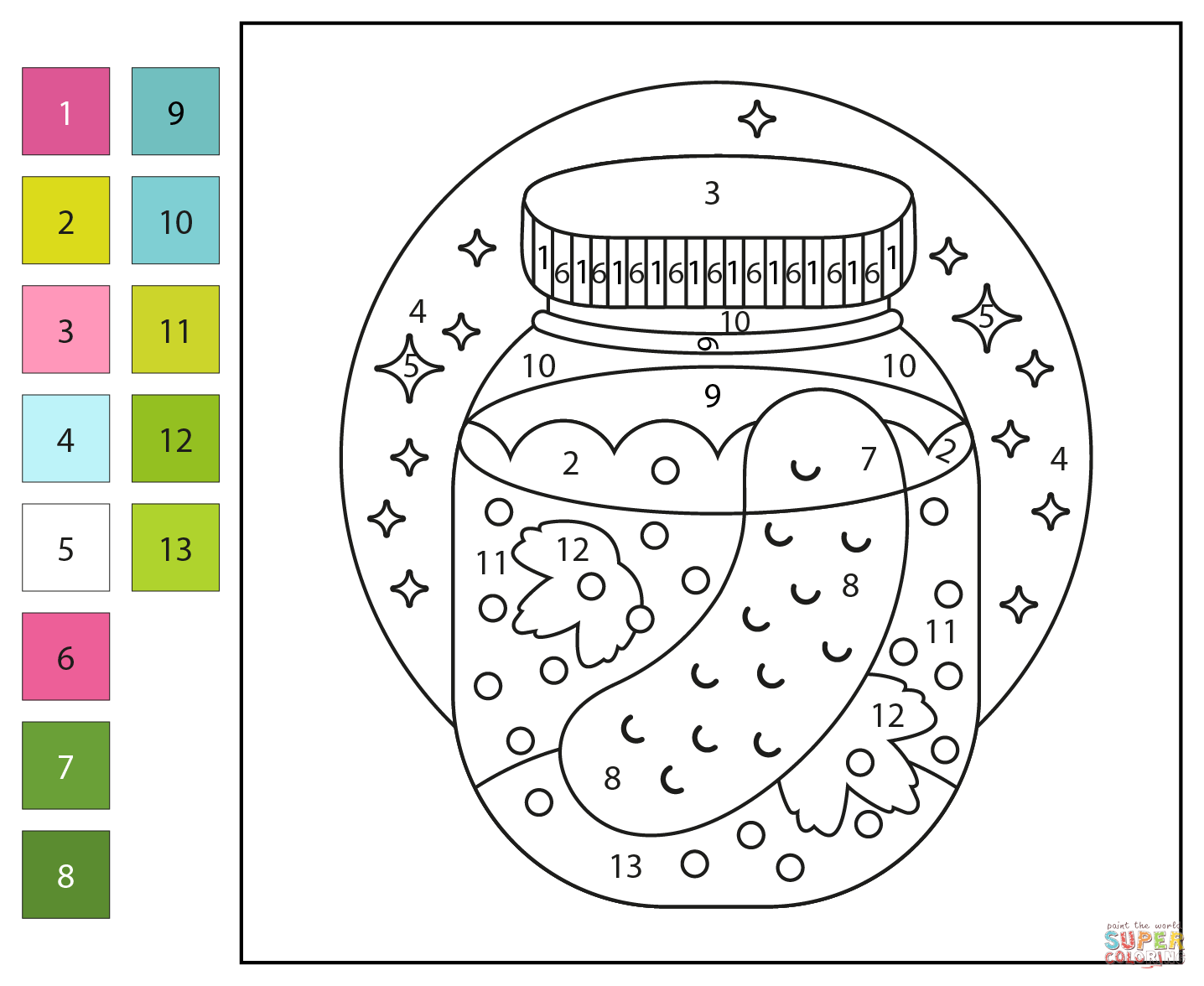 Pickle color by number free printable coloring pages