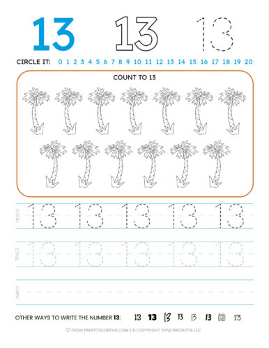 Tracing the number printable activity sheets from to at