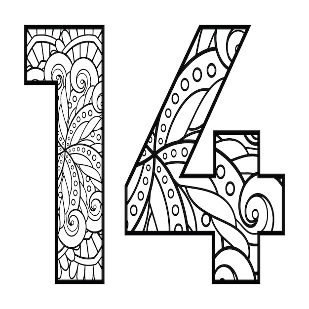 Premium vector mandala number coloring page for kids