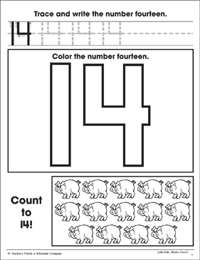 Number fourteen math practice page printable skills sheets