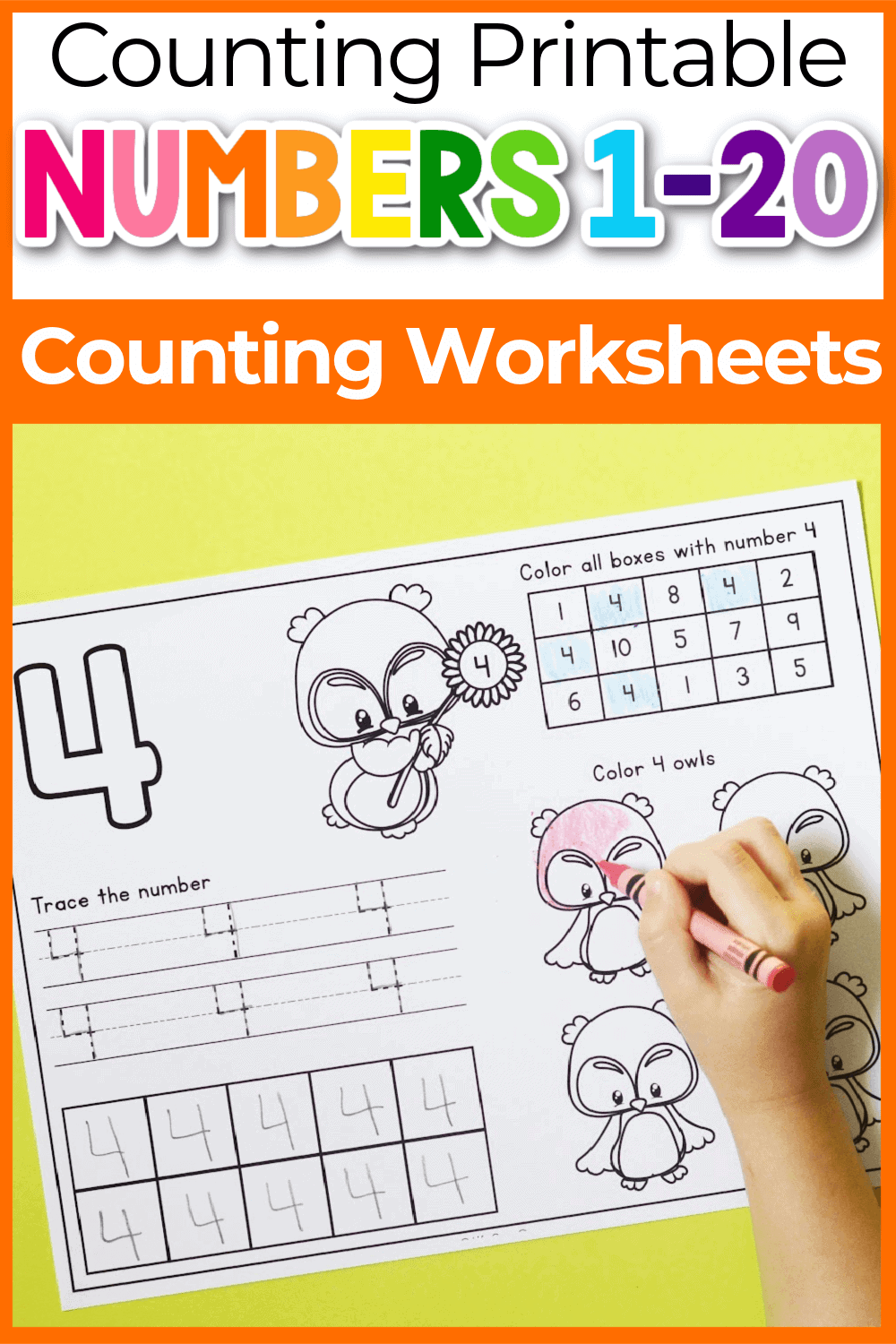 Fall theme preschool number tracing worksheets