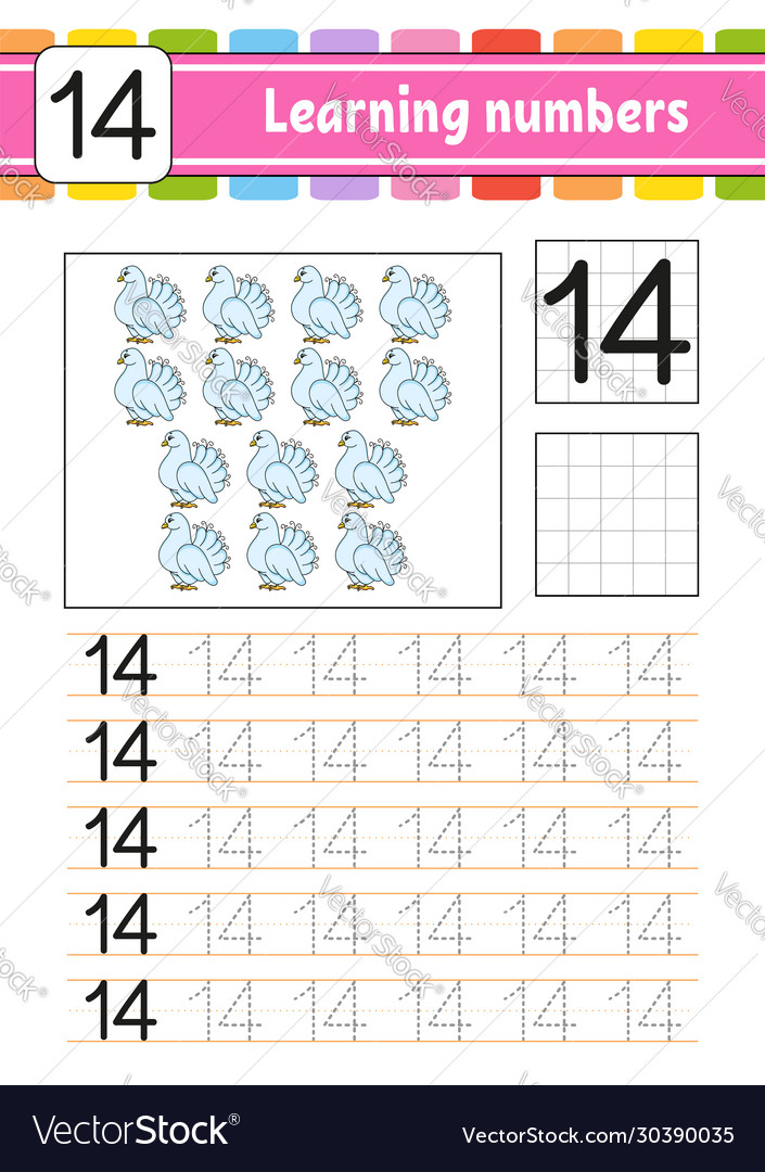 Number trace and write handwriting practice vector image