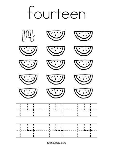 Fourteen coloring page coloring pages numbers preschool blog colors