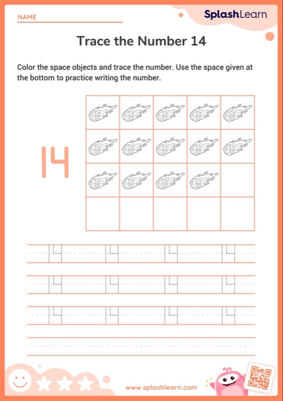 Color the space objects and trace the number worksheet