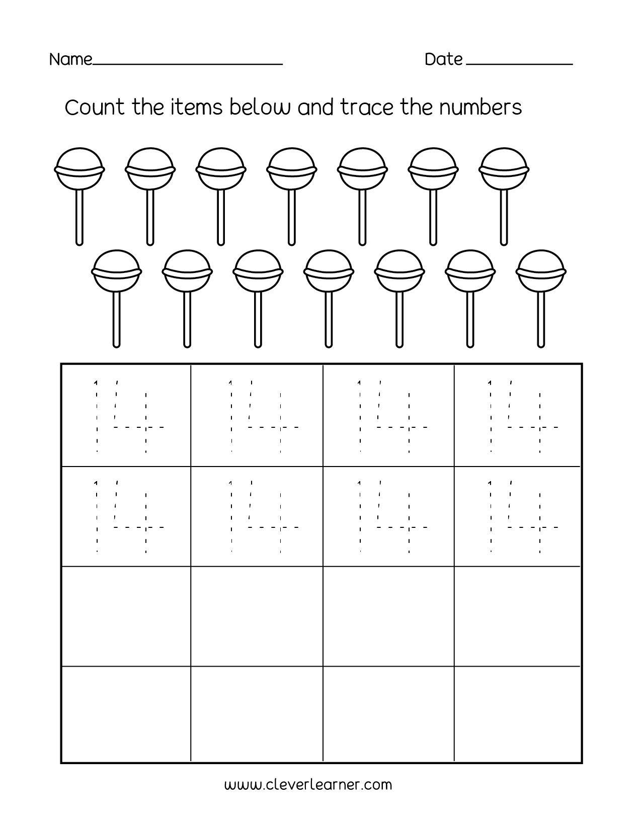 Number writing counting and identification printable worksheets for children