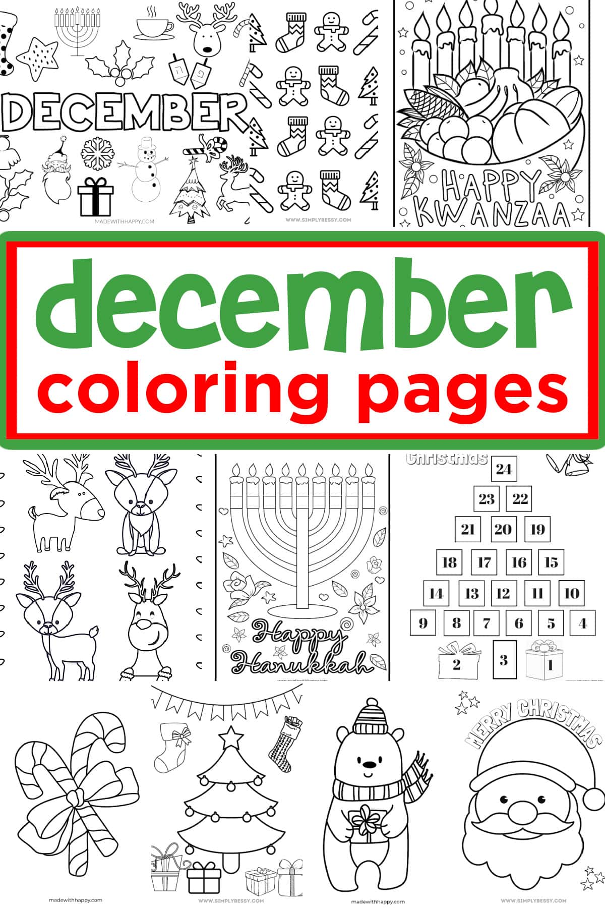 Free printable december coloring pages