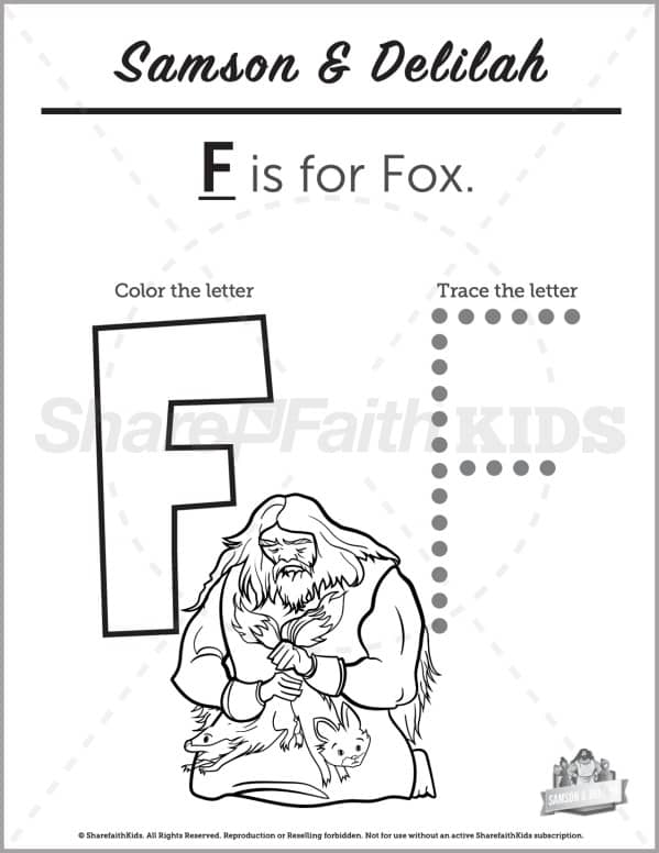 Judges samson and delilah preschool letter coloring â