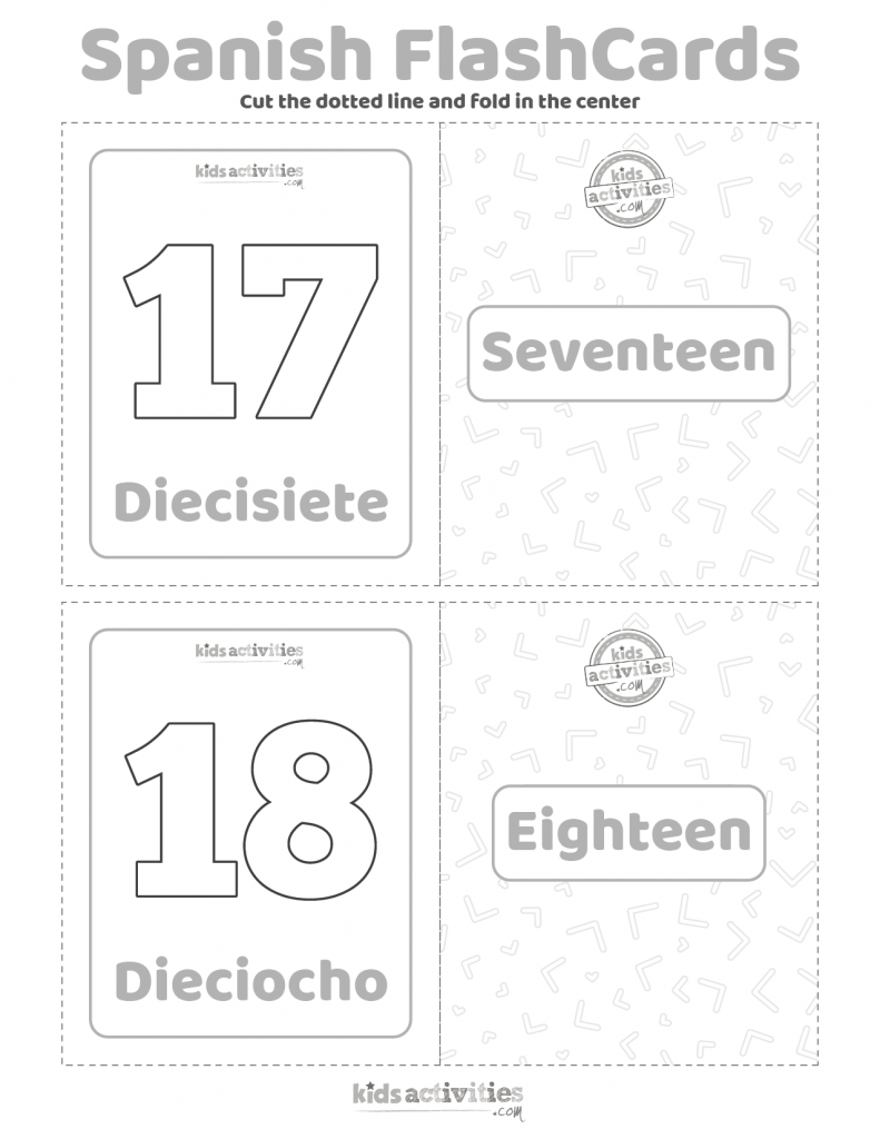 Educational spanish flash cards numbers