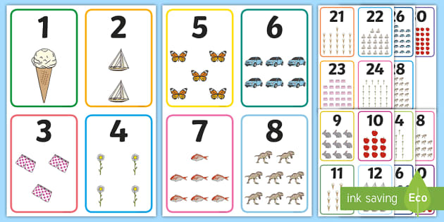 Number picture cards to primary teaching resources