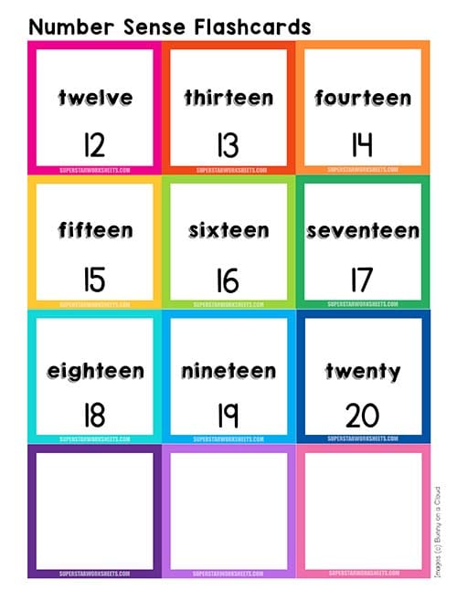 Number sense flashcards