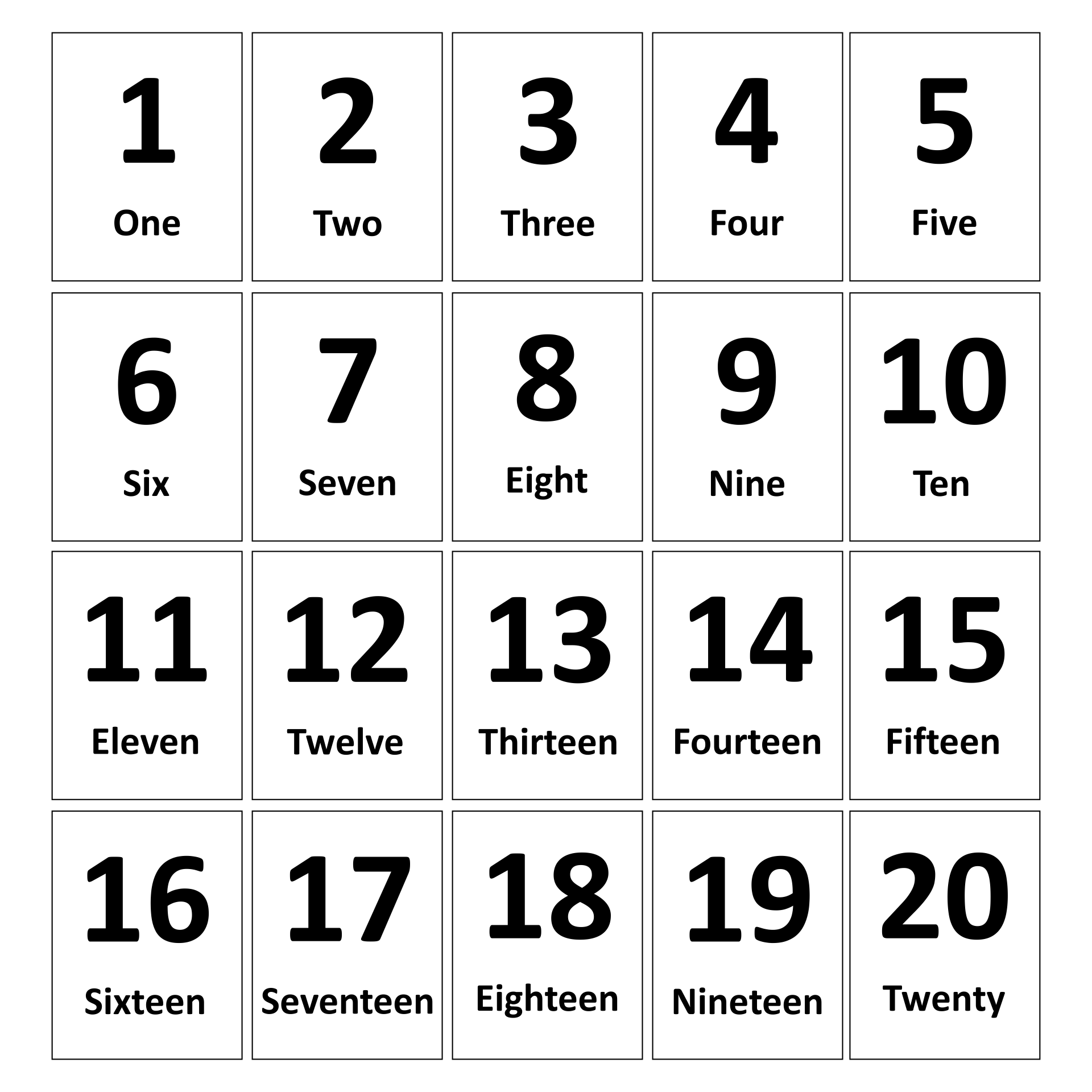 Best printable number flash cards