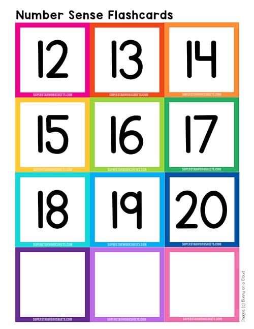 Number sense flashcards