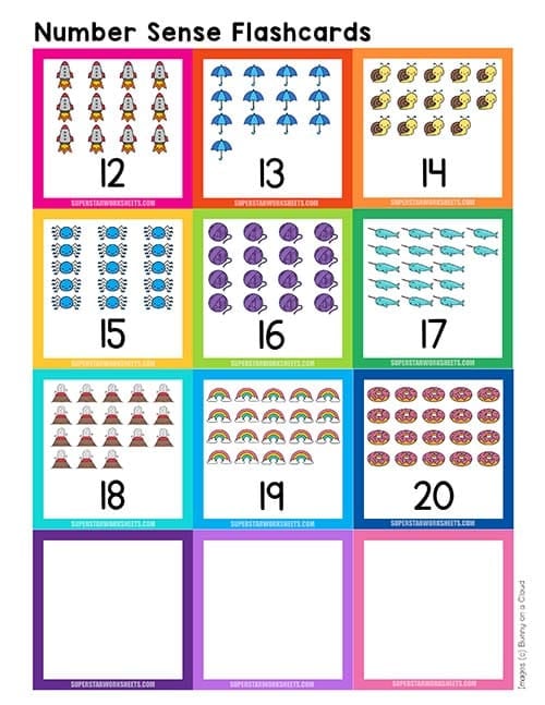 Number sense flashcards