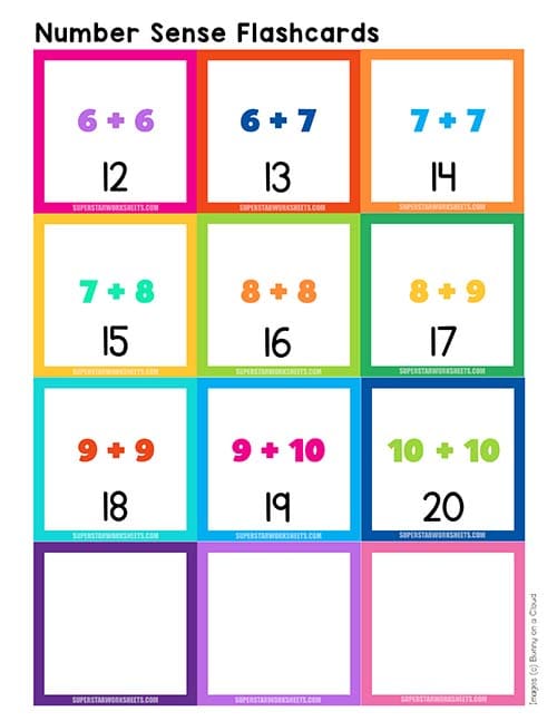 Number sense flashcards