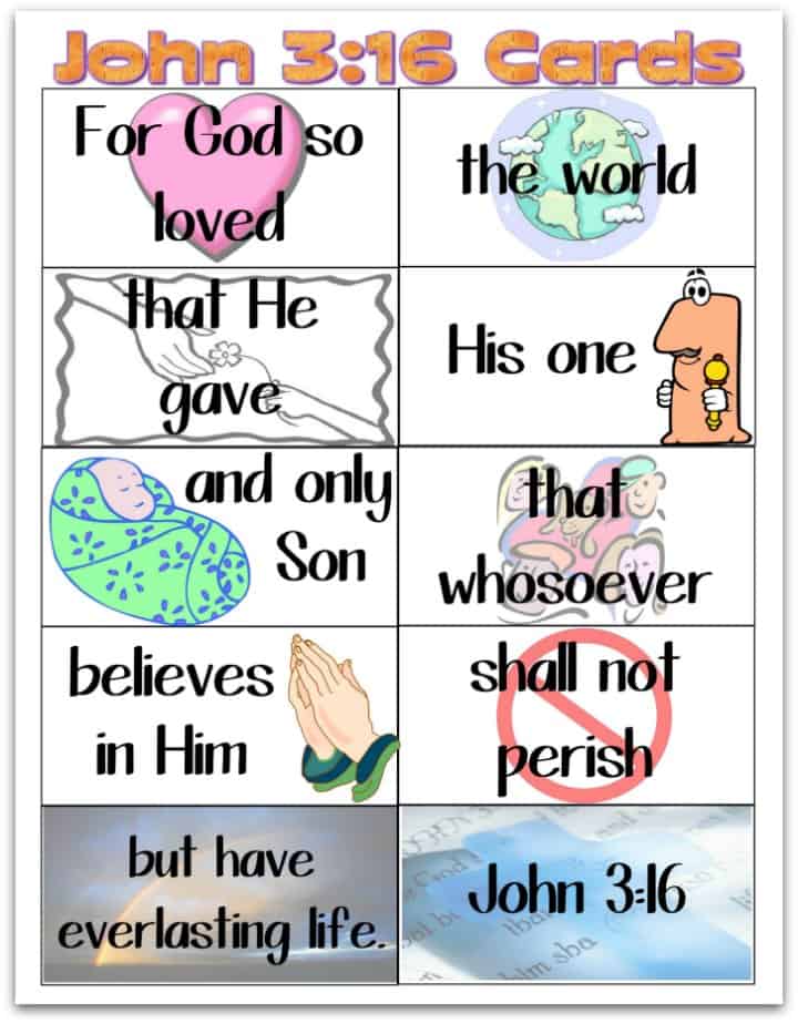 Printable john bible memory flash cards