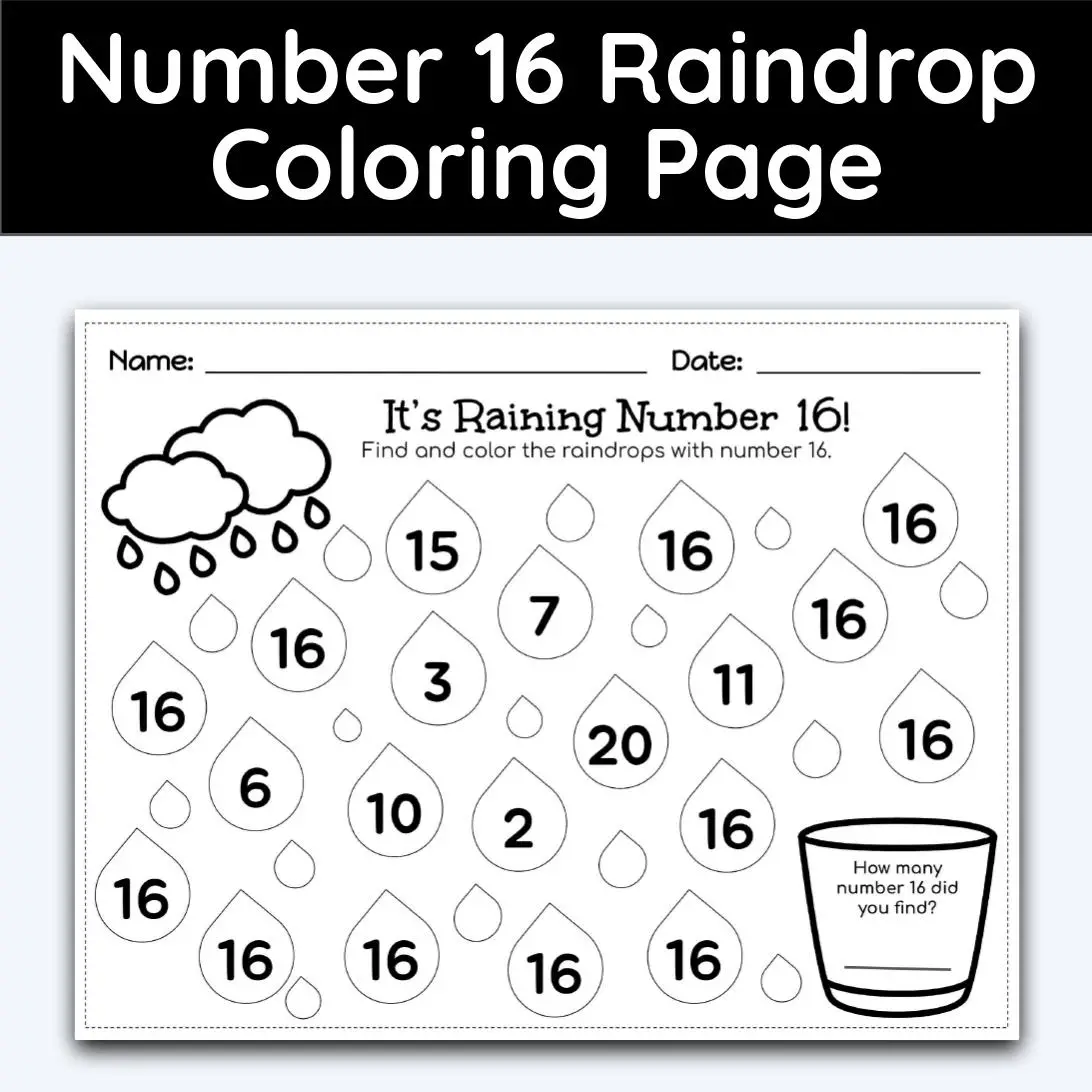 Number raindrop coloring page