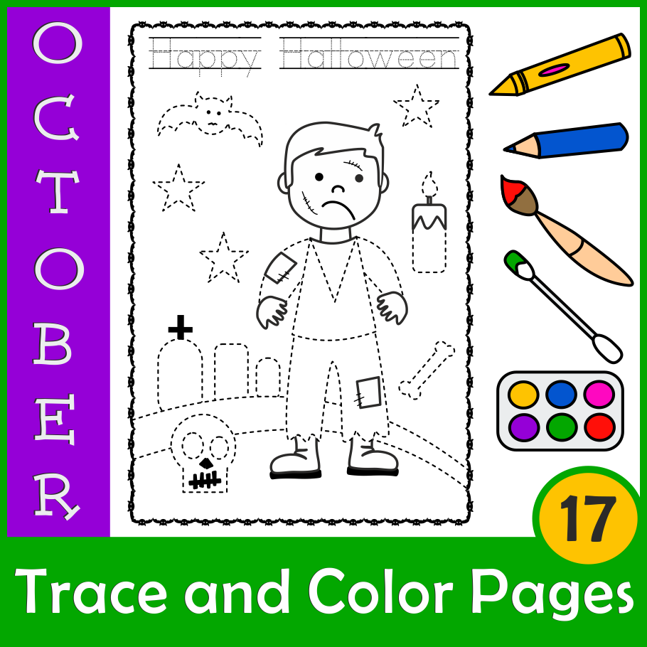 Halloween tracing and coloring pages fine motor skills morning woâ